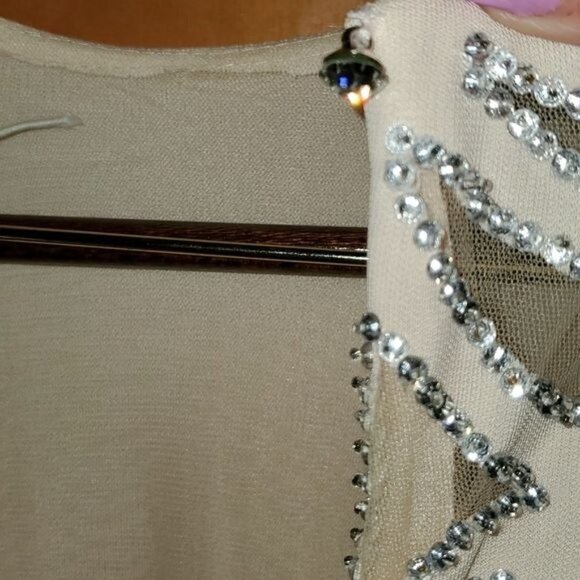 Badgley Mischka Collection Embellished Sheer Blush Maxi Event Lined Sz. 4 Dress - Picture 7 of 15